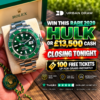 *INSANE ODDS WARNING* WIN a DISCONTINUED 2020 Rolex ‘HULK’ OR £13,500